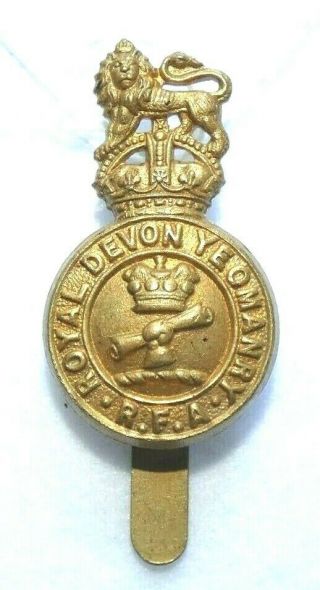Wwii British Cap Badge - The Royal Devon Yeomanry Rfa Kc