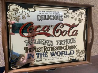 Vintage Delicious Coca Cola 5 Cent Sign Mirror Tray - Perfect For Man Cave
