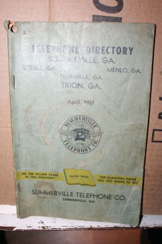1957 Summerville Georgia Telephone Directory Menlo Lyerly Pennville Trion Ga