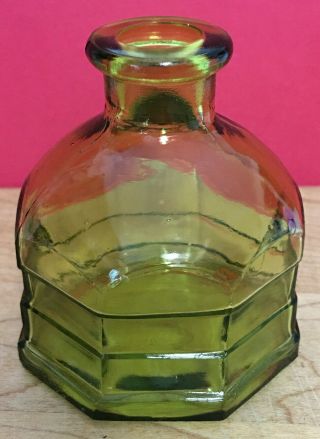 Emerald Green Glass Inkwell Bottle Cork Top Cathedral Shape Bubbles 2.  75 " Euc