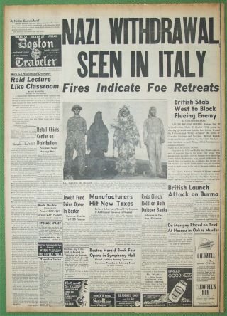 Gen Clark Chases Nazis - Oct 18,  1943 Boston Traveler - Newspaper Cover Page