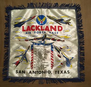 Military Sweetheart Pillow Cover Lackland Air Force Base San Antonio Texas