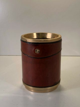 Mid Century Gold Pfeil Leather Clad Pencil Holder Made In West Germany