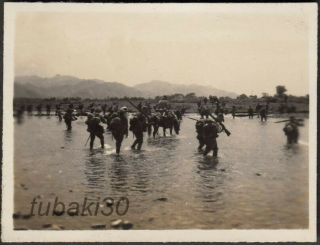 Do18 Ww2 Central China Expeditionary Japan Army Photo Crossing River Unit