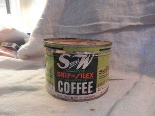 Vintage 1950s S And W Coffee Tin Drip Or Silex 5 "