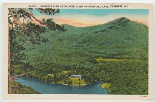 Cashiers,  Nc Vintage Postcard Birdseye View Of Fairfield Inn On Lake Vintage Old