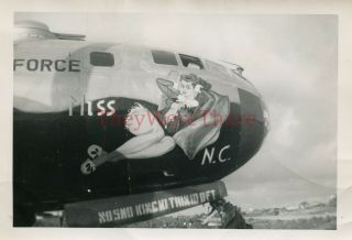 Wwii Photo - B - 29 Superfortress Bomber Plane Nose Art - Miss N.  C.