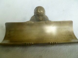Vintage Brass Bronze Monkey Business Card Pen Holder Desk