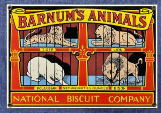 Vintage Barnums Animals National Biscuit Co.  Advertising Heavily Enameled Sign