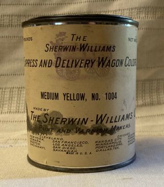 Vintage Sherwin Williams Wagon Colors Paint Can Bank Paper Label.  Wagon Picture