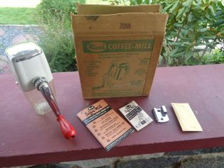 Early Vintage Rival Wall Mount Coffee Grinder W/ Box Bracket Instruction Books