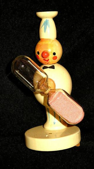 Vintage Handmade And Painted Wooden Chef Egg Timer.  Unusual