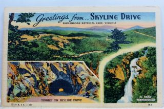 Virginia Va Shenandoah National Park Skyline Drive Greetings Tunnel Postcard Old