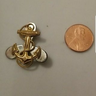 Vintage Sterling Gold Us Navy Waves Anchor Propeller Pin