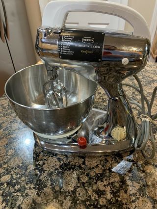 Vintage Hamilton Beach Scovill Stand Mixer Chrome 10 - Speed Solid State W/ Timer
