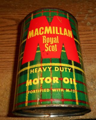 Vintage Macmillan Royal Scot Heavy Duty Motor Oil One Quart Can