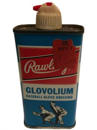 Vtg Rawlings Glovolium Baseball Glove Dressing Oil Can 4oz Handy Oiler Cond
