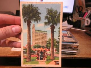 Vintage Old Postcard Texas San Antonio Alamo Plaza Park Medical Arts Building