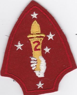 Wwii Wool Usmc 2nd Marine Division White Hand Patch
