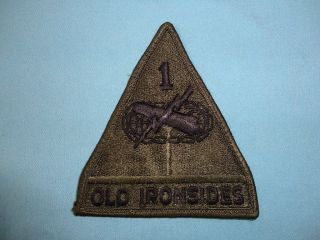 World War Ii Us 1st Armored Division " Old Ironsides " Subdued Patch