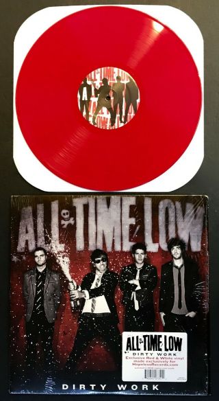 All Time Low Dirty Work Ltd Red Vinyl Lp W/sticker Hopeless 2011 Orig Blink 182