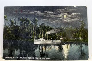 Florida Fl St John River Moonlight Postcard Old Vintage Card View Standard Post