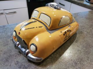 Rare Vintage Henry Cavanagh Big City Taxi Cab Car Ceramic Cookie Jar