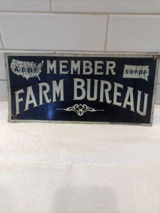 Vintage 1929 Tin Farm Bureau Member Sign South Dakota