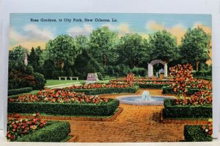 Louisiana La Orleans City Park Rose Gardens Postcard Old Vintage Card View