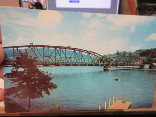 Vintage Old Postcard Maryland Garrett County Deep Creek Lake Bridge Fishing Pier