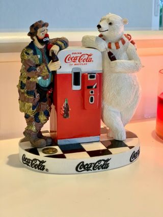 1995 Coca Cola Emmett Kelly Clown Polar Bear Cool Off With Care Coke Figurine