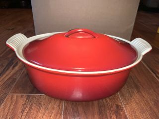 Le Creuset Cast Iron Enameled Red W/lid Oval Dutch Oven Casserole 26 France
