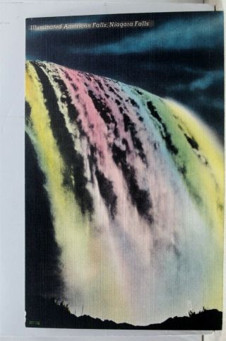Canada Ontario Niagara Falls American Illuminated Postcard Old Vintage Card View