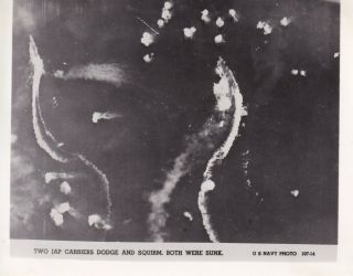 Wwii Us Navy Aerial Photo Japanese Aircraft Carriers Bombed & Sunk 627