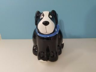 Coco Dowley Cookie Dog Cookie Jar Black And White Dog Euc