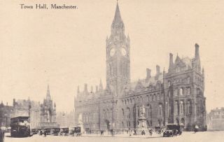 Manchester - Town Hall,  Tram & Old Cars By Lewis 