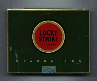 Vintage Ww2 Era Green Lucky Strike Cigarette Metal Case