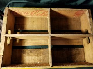 Vintage Coca - Cola Wooden Red - Yellow Soda Pop Crate Carrier Box case wood COKE 2