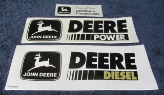 3 Vintage John Deere Tractor Decals Diesel Power & Drivetrain Axle Old Logo Nos