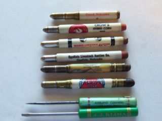 (6) Vintage Bullet Advertising Pencils Ne,  Sd