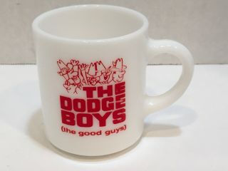 Dodge Boys Milk Glass Cup Mug Challenger Charger Bee Mopar Dealer Promo