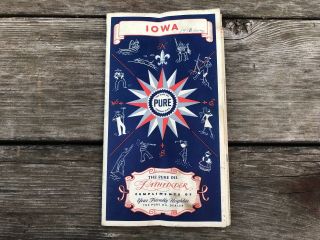 Vintage 1938 Pure Oil Pathfinder Road Map - Iowa