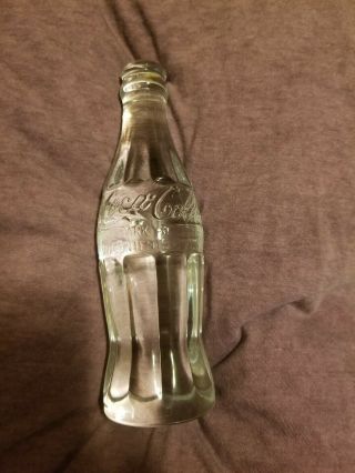 Coca - Cola Solid Clear Crystal Bottle December 25th 1923 7 3/4 " Tall