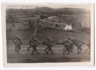 Wwii Imperial Japanese Army Ija Soldiers Column Marching Sun Helmet China Photo