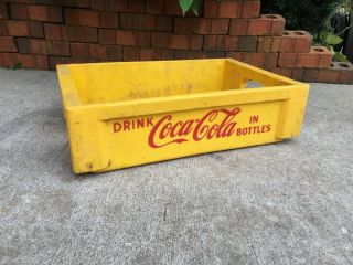 Vintage Yellow Plastic Coca - Cola Coke Crate Soda Box Advertising