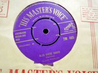 Elvis Presley " Blue Suede Shoes " Or.  Uk H.  M.  V Gold Print Vg Cond.  In Or.  Sl.