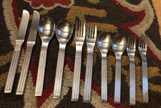 10 Pc Service For 2 Dansk Thebe Japan Stainless Flatware Gunnar Cyren Wide Rib