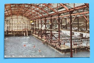 Old Postcard Interior Of Sutro Baths,  San Francisco,  Ca