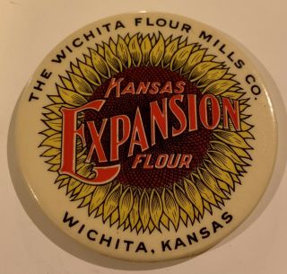 Antique Celluloid Pocket Mirror Advertising Kansas Expansion Flour - American Art