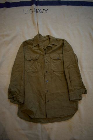 Wwii U.  S.  Army Enlisted Mans Wool Combat Shirt,  Sz 14 1/2 X 32